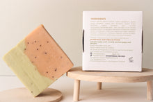 Load image into Gallery viewer, Vegan Handmade Cold Processed Triple Butter French Pink and Green Clay soap scented with Geranium, ylang ylang and palmarosa essential oils