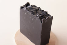 Load image into Gallery viewer, Handmade vegan Cold Processed Triple Butter Activated Charcoal soap scented with Tea Tree, Peppermint and Lavender Essential Oils