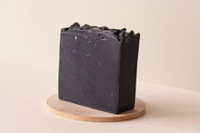 Load image into Gallery viewer, Handmade vegan Cold Processed Triple Butter Activated Charcoal soap scented with Tea Tree, Peppermint and Lavender Essential Oils