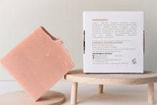 Load image into Gallery viewer, Vegan Handmade Cold Processed Triple Butter Rice Milk and Calamine soap scented with Lavender, Geranium and Patchouli essential oils