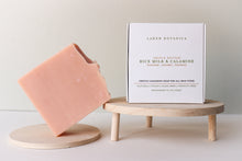 Load image into Gallery viewer, Vegan Handmade Cold Processed Triple Butter Rice Milk and Calamine soap scented with Lavender, Geranium and Patchouli essential oils