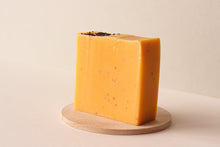 Load image into Gallery viewer, Vegan Handmade Cold Processed Triple Butter Carrot and Turmeric soap scented with Bergamot, Lavender and Patchouli essential oils
