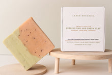 Load image into Gallery viewer, Vegan Handmade Cold Processed Triple Butter French Pink and Green Clay soap scented with Geranium, ylang ylang and palmarosa essential oils

