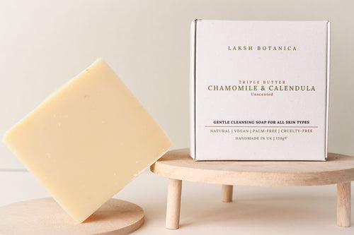 Vegan Handmade Triple Butter Chamomile and Calendula unscented soap