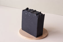 Load image into Gallery viewer, Handmade vegan Cold Processed Triple Butter Activated Charcoal soap scented with Tea Tree, Peppermint and Lavender Essential Oils
