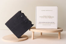 Load image into Gallery viewer, Handmade vegan Cold Processed Triple Butter Activated Charcoal soap scented with Tea Tree, Peppermint and Lavender Essential Oils
