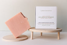 Load image into Gallery viewer, Vegan Handmade Cold Processed Triple Butter Rice Milk and Calamine soap scented with Lavender, Geranium and Patchouli essential oils
